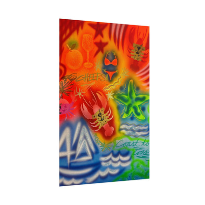 "tipsy lobster" airbrush rolled print