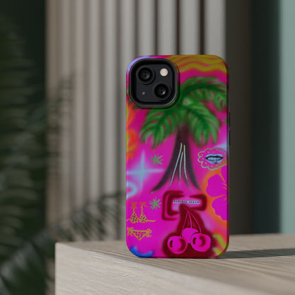 MagSafe "neon pink palms" Airbrush iPhone-Hülle