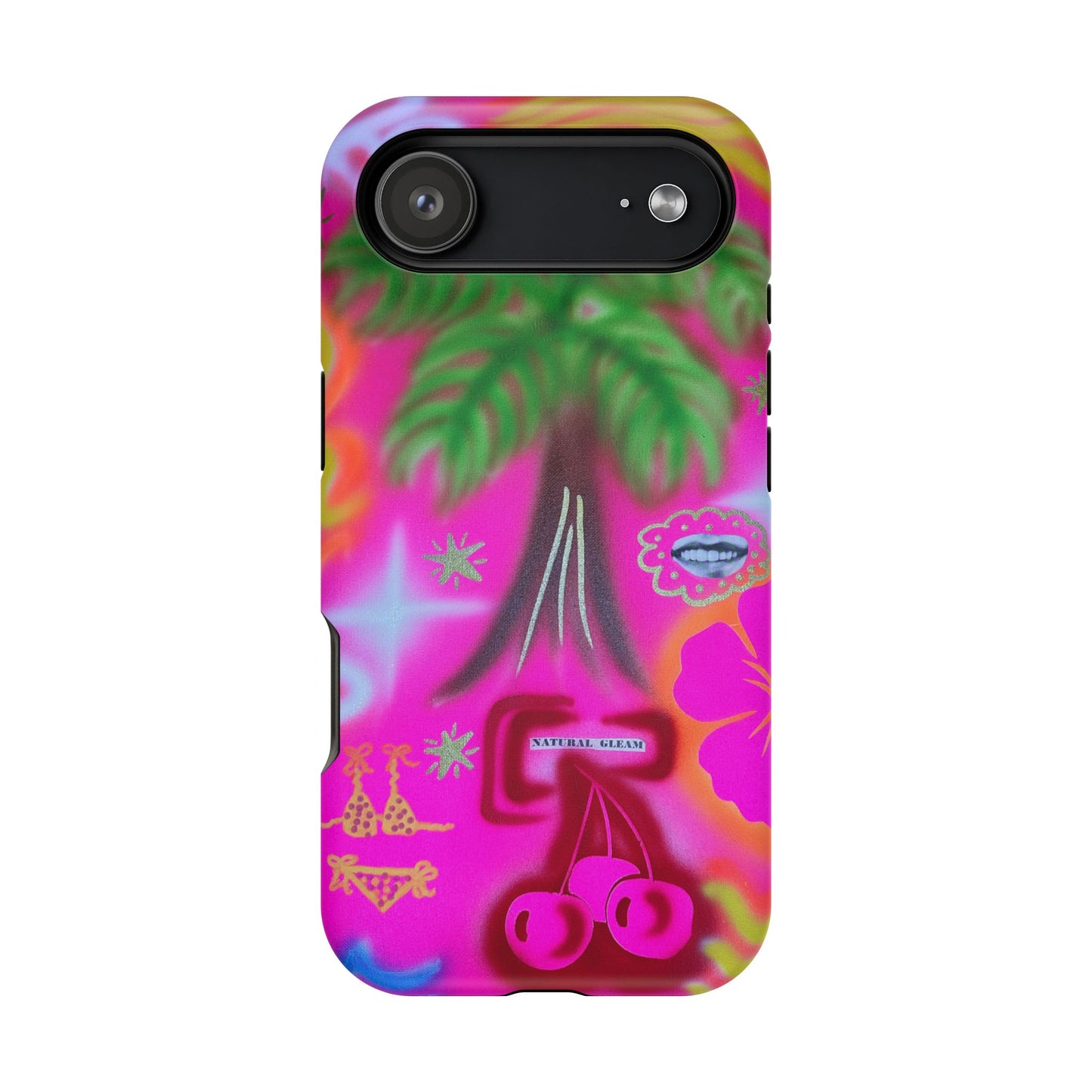 MagSafe "neon pink palms" Airbrush iPhone-Hülle
