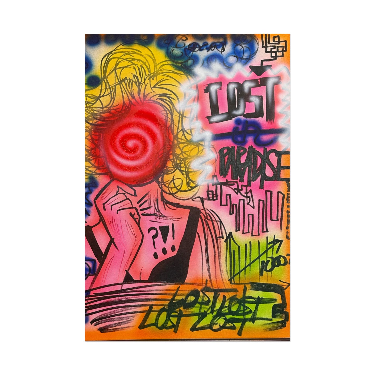 "lost in paradise" airbrush rolled print