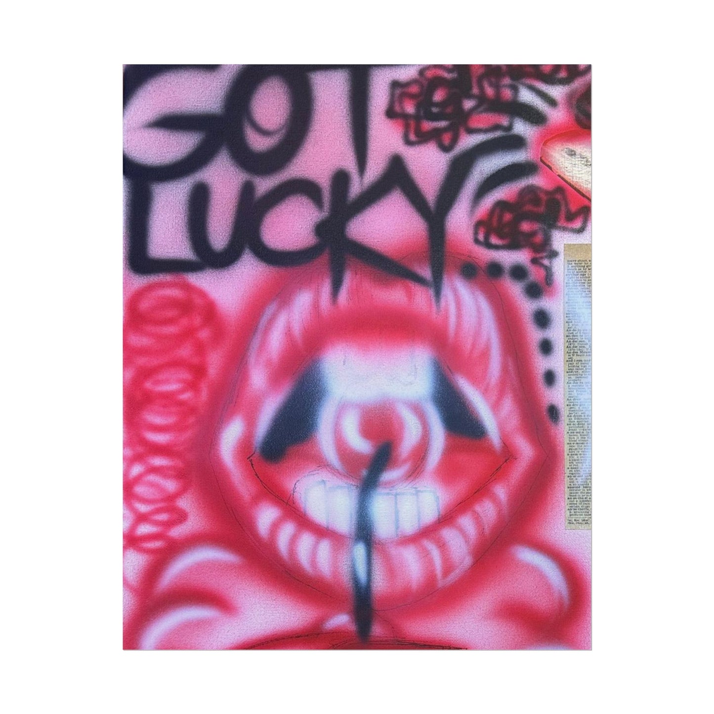 "be happy go lucky" airbrush rolled print