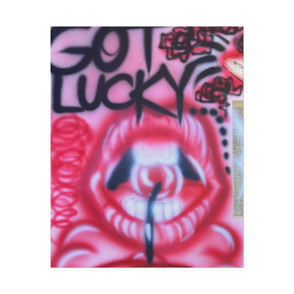 "be happy go lucky" airbrush rolled print