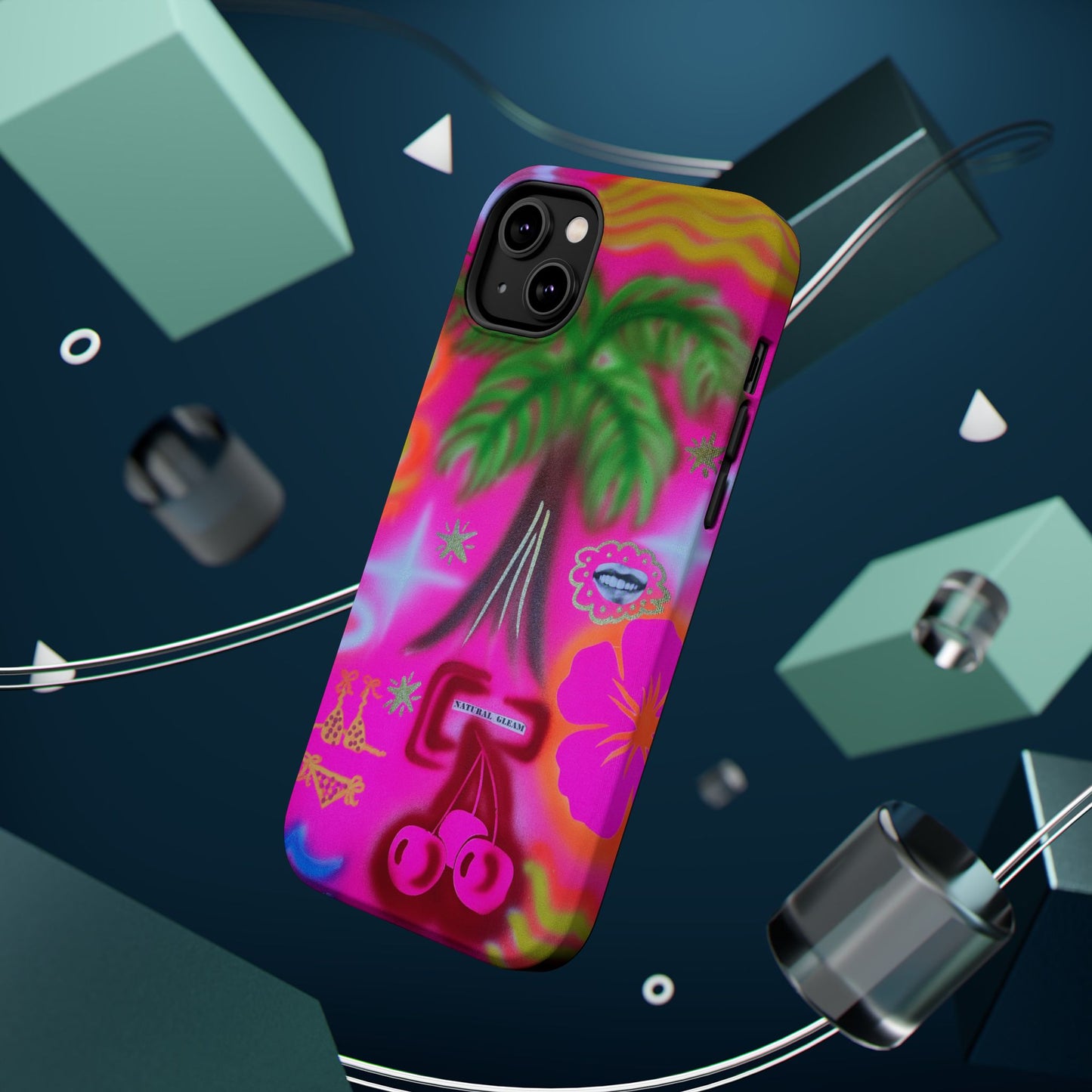 MagSafe "neon pink palms" Airbrush iPhone-Hülle