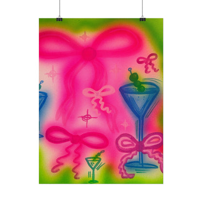 "bow martini" airbrush rolled print