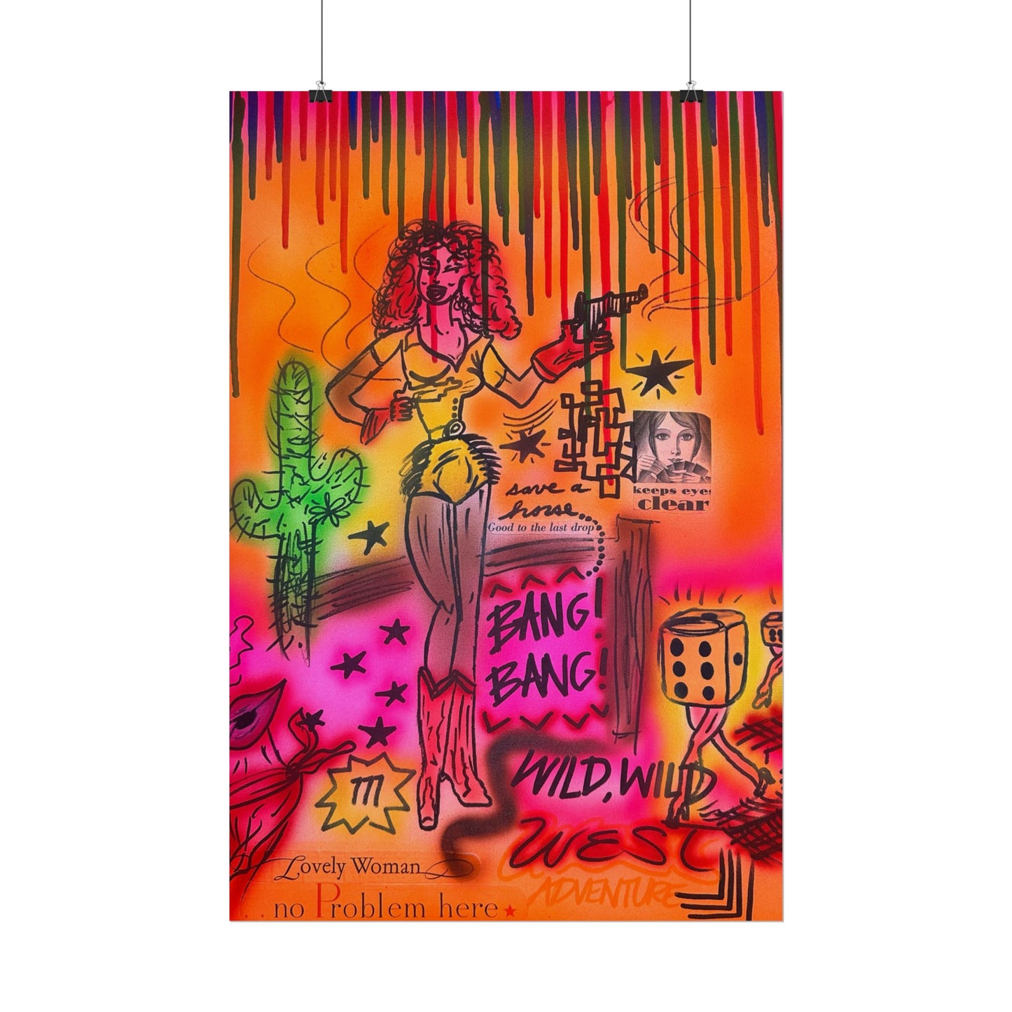 "wild, wild west" airbrush rolled print