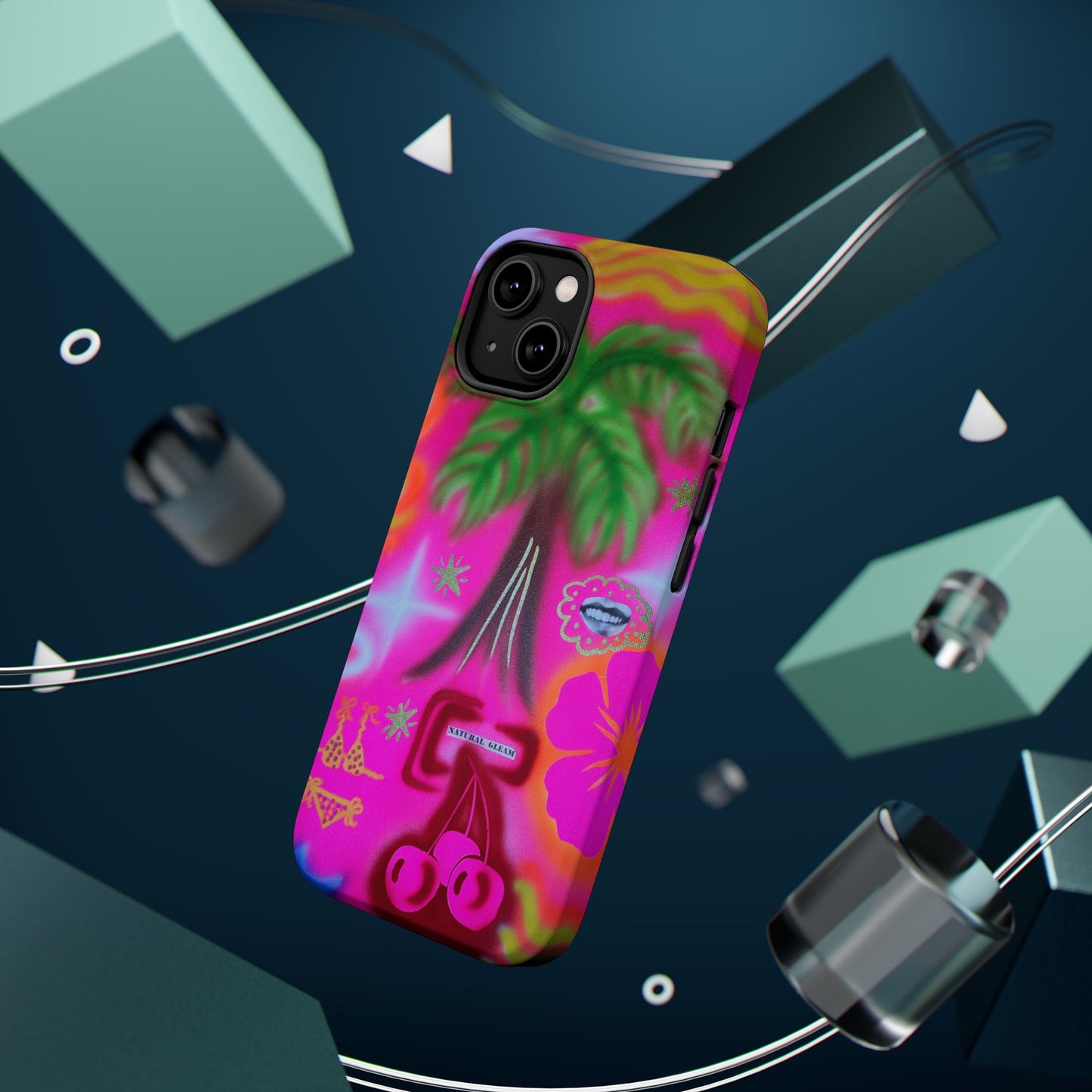 MagSafe "neon pink palms" Airbrush iPhone-Hülle