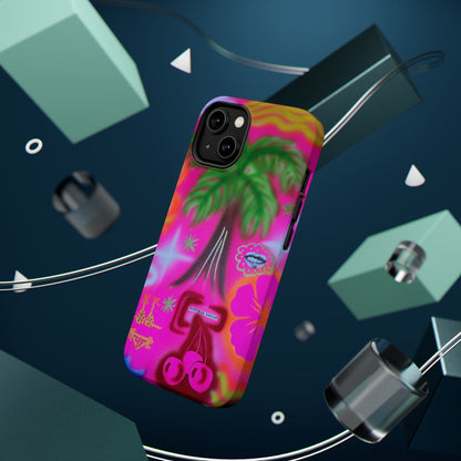 MagSafe "neon pink palms" Airbrush iPhone-Hülle