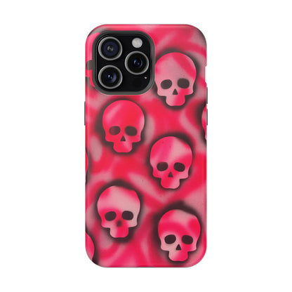 MagSafe "pink skully" airbrush iPhone case