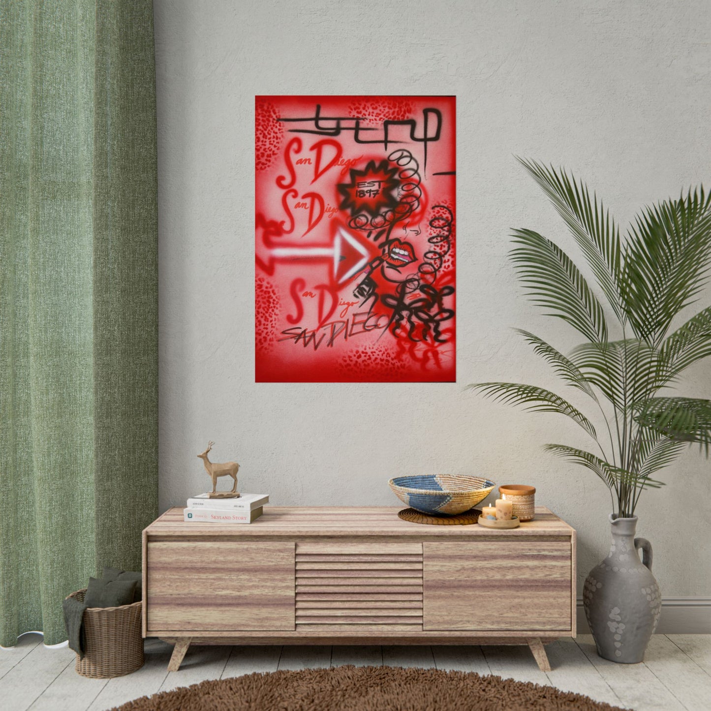"san diego" airbrush rolled print
