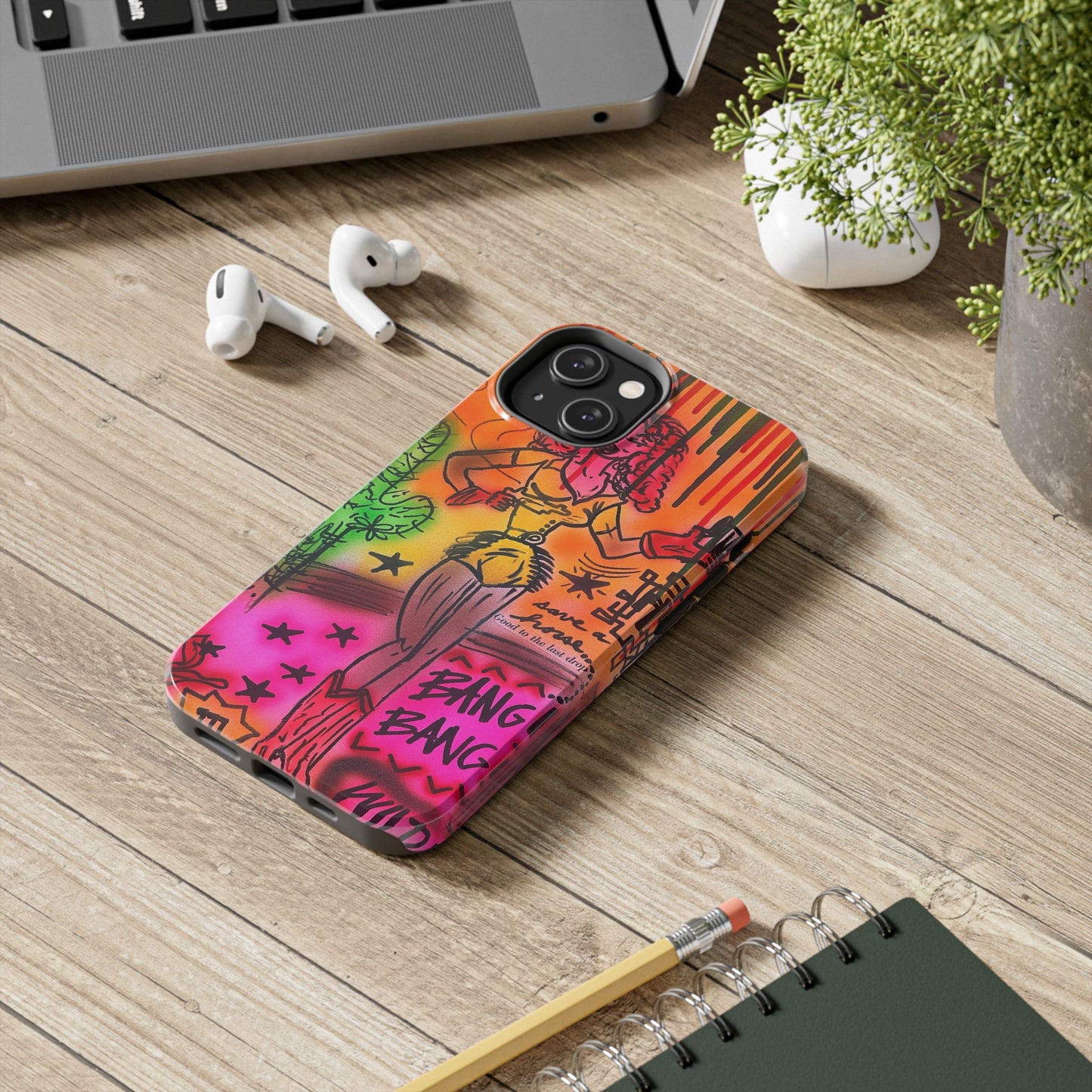 "wild, wild west" airbrush iPhone case