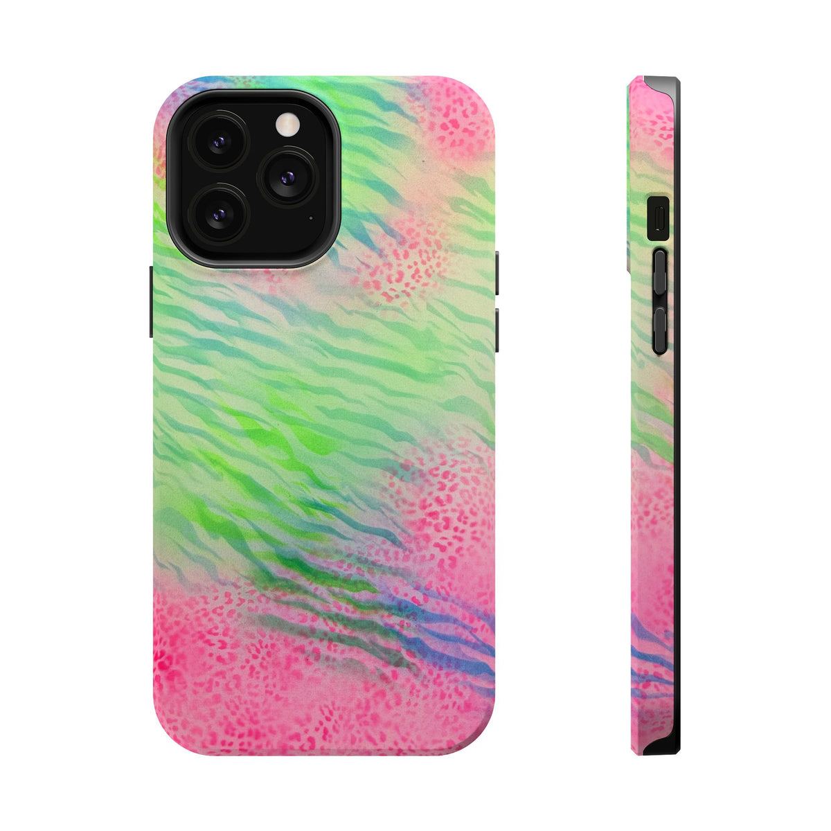 MagSafe "teal cheetah" airbrush iPhone case