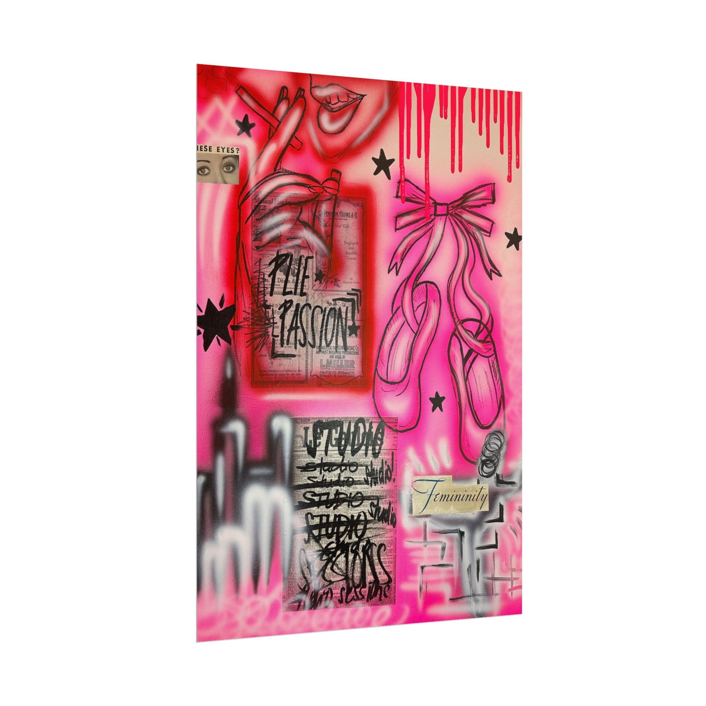 "plié passion" airbrush rolled print