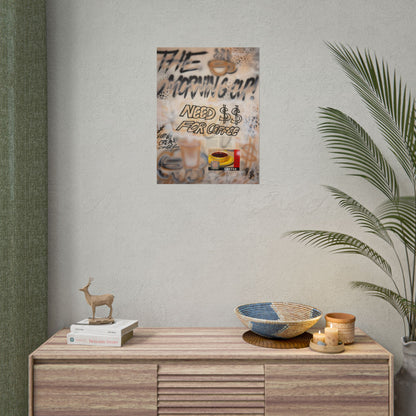 "need $$ for coffee" airbrush rolled print