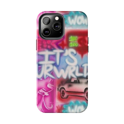 "it's ur WRLD" airbrush iPhone case