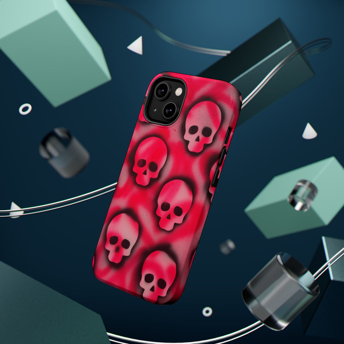 MagSafe "pink skully" airbrush iPhone case