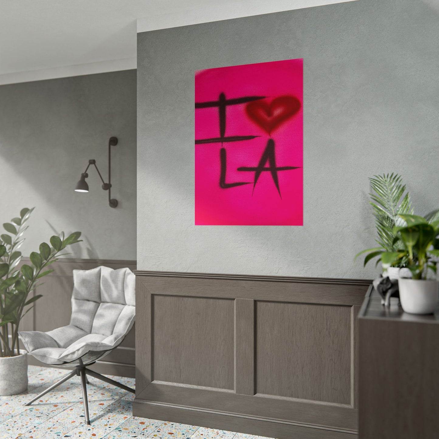 "i <3 LA" airbrush rolled print