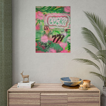 "so lucky" airbrush rolled print