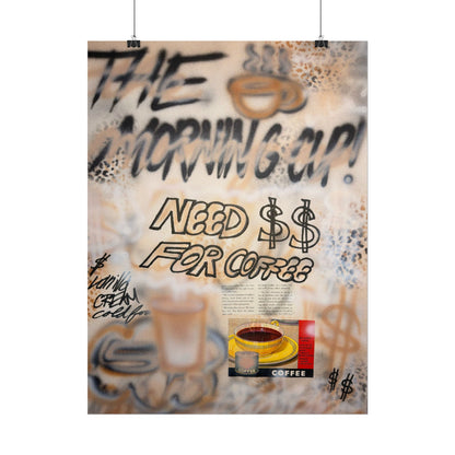 "need $$ for coffee" airbrush rolled print