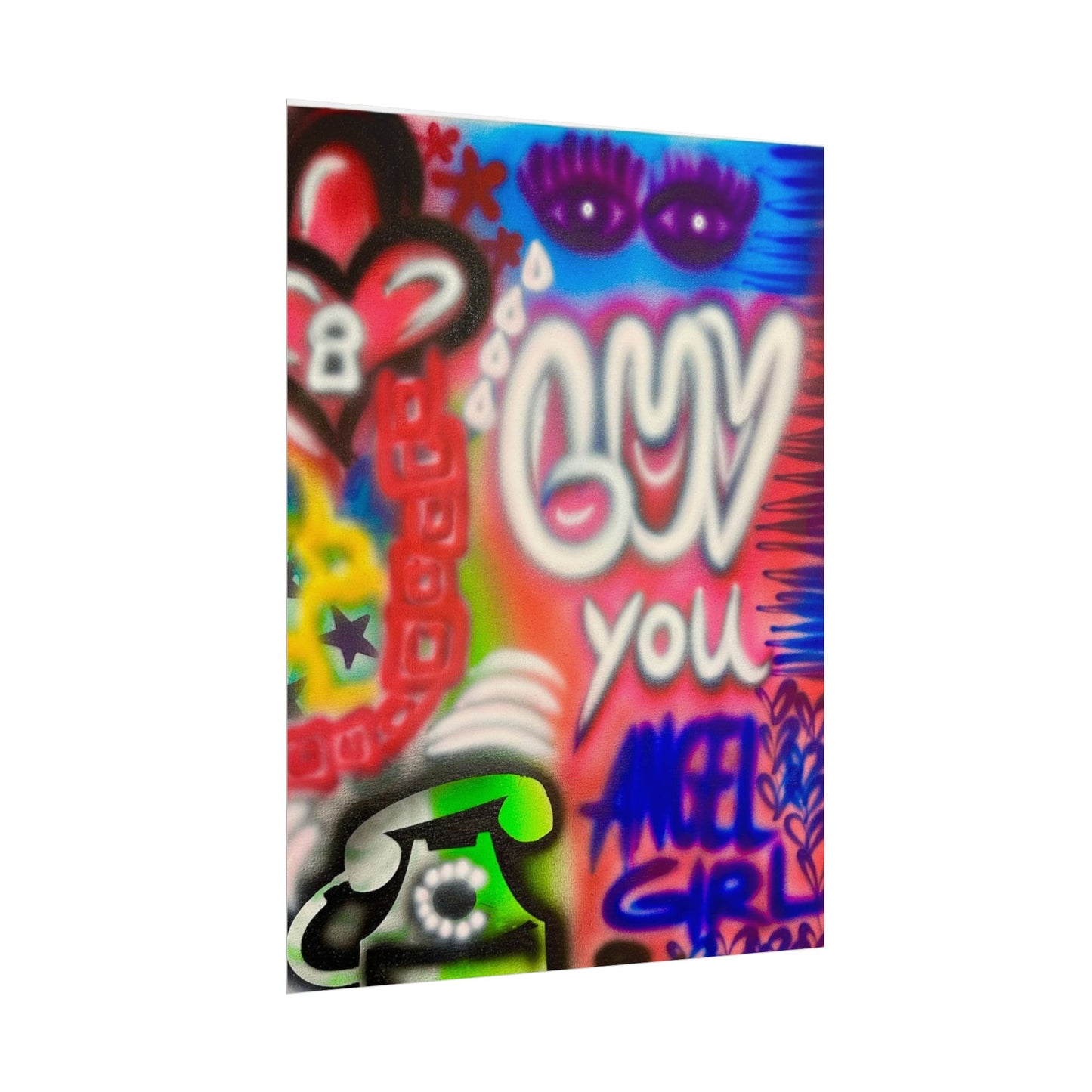 "luv u angel girl" airbrush rolled print
