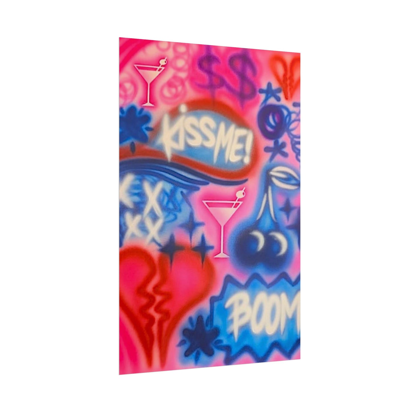 "kiss me pt. 2" airbrush rolled print