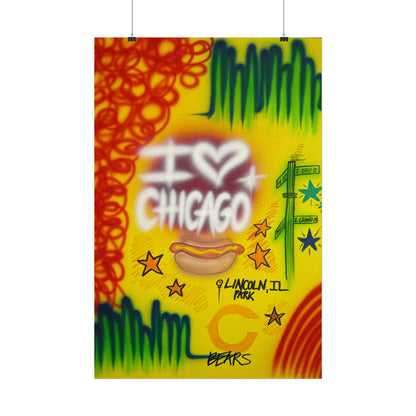 "chicago" airbrush rolled print