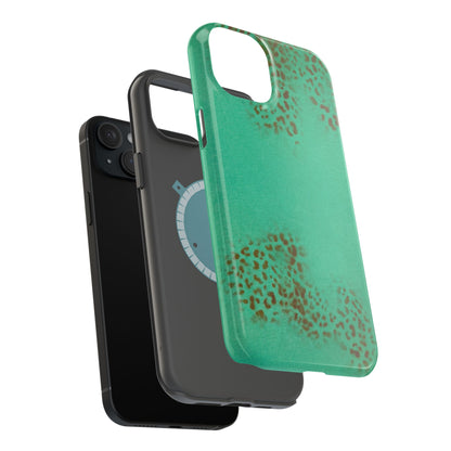 MagSafe "teal cheetah" airbrush iPhone case