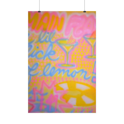 "lemontini" airbrush rolled print