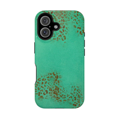MagSafe "teal cheetah" airbrush iPhone case