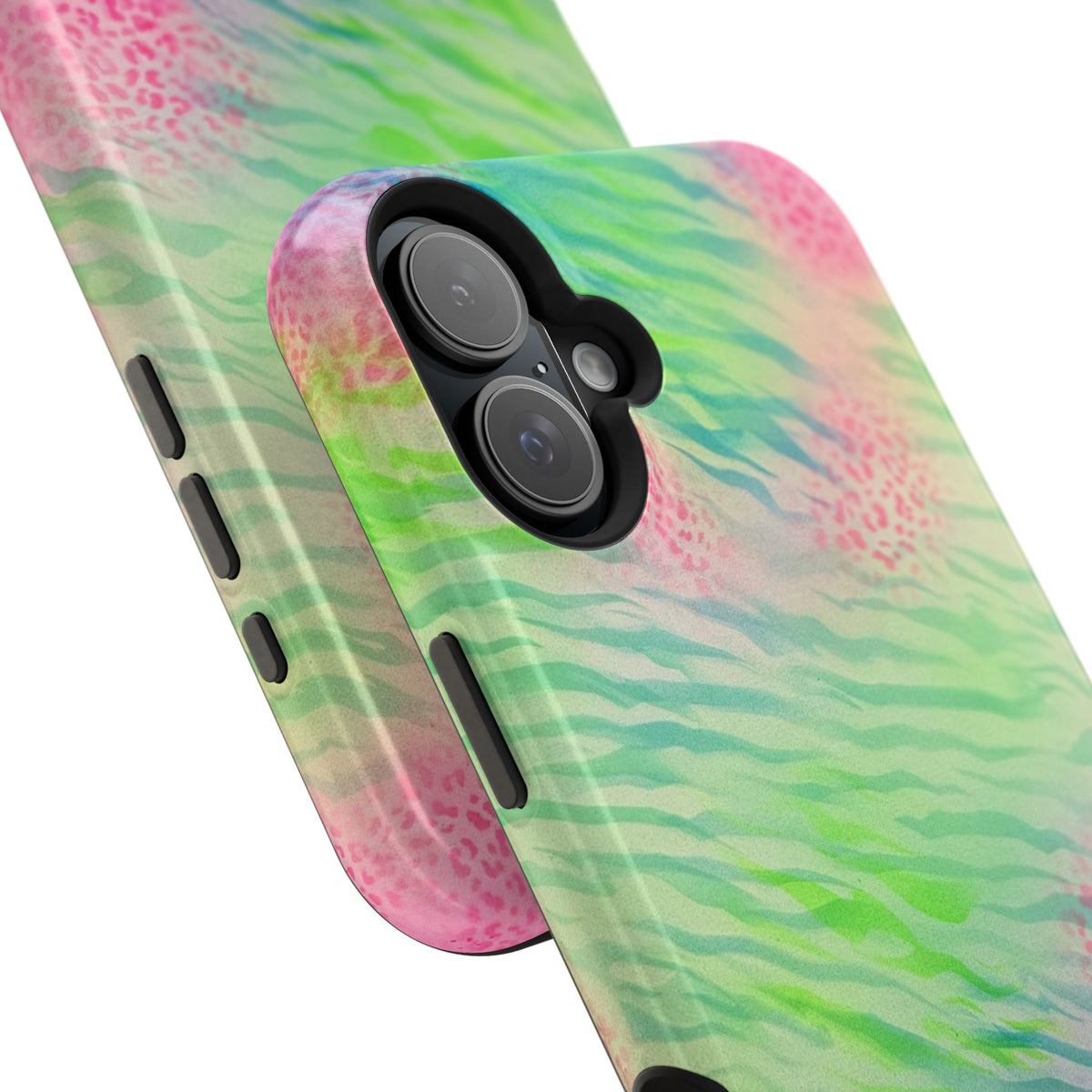MagSafe "teal cheetah" airbrush iPhone case