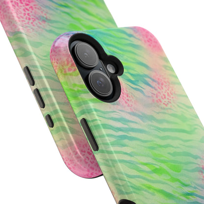 MagSafe "teal cheetah" airbrush iPhone case