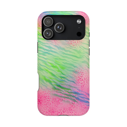 MagSafe "teal cheetah" airbrush iPhone case