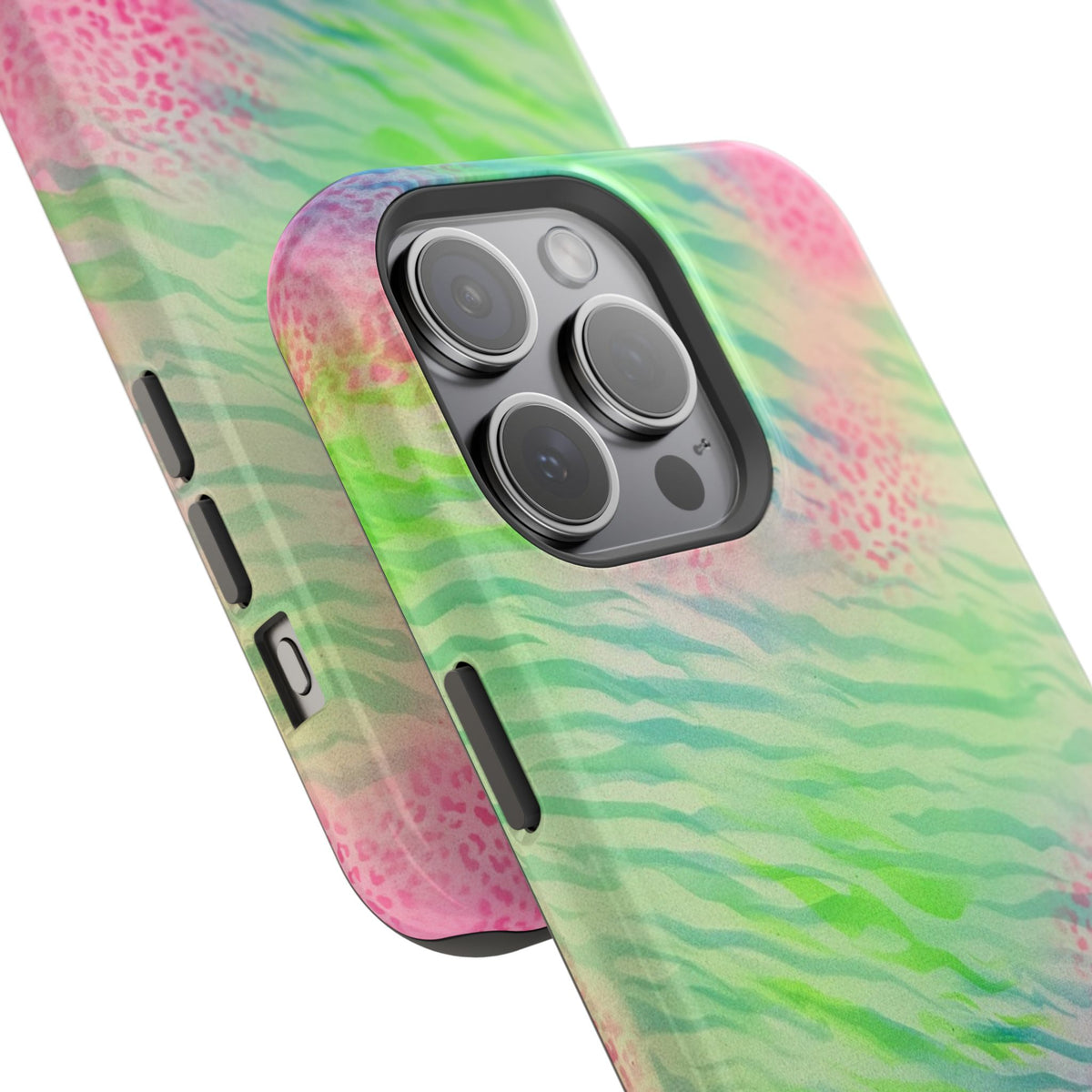 MagSafe "teal cheetah" airbrush iPhone case