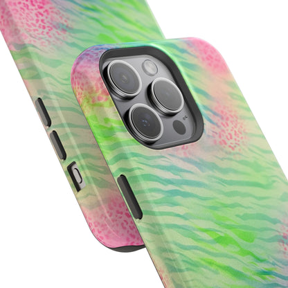 MagSafe "teal cheetah" airbrush iPhone case