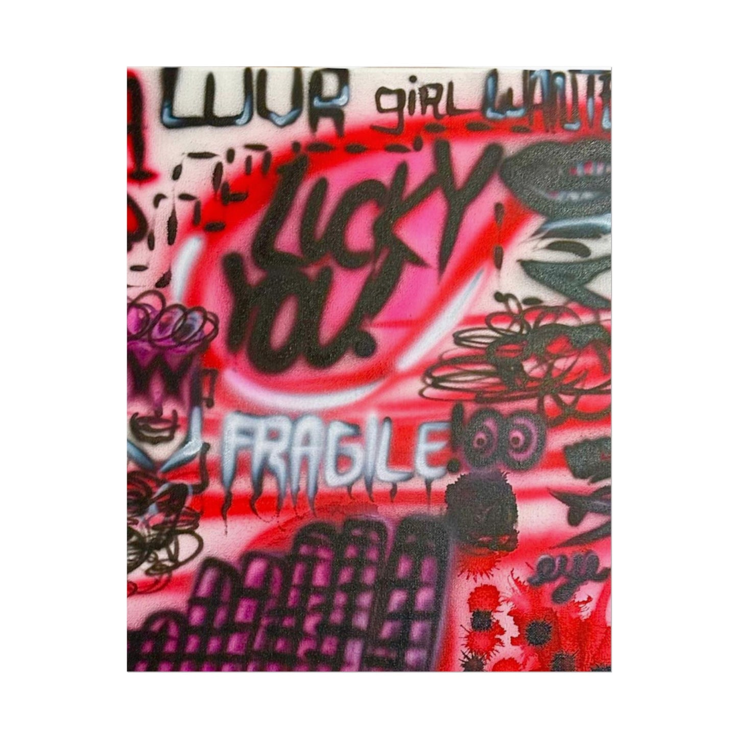 "lucky you!" airbrush rolled print