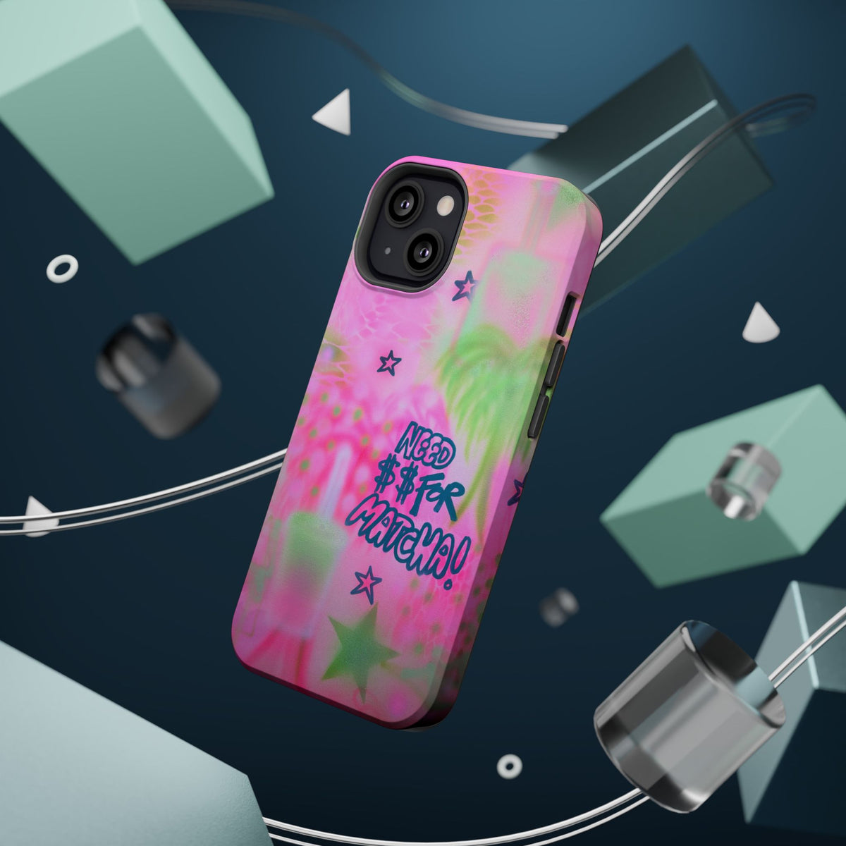 MagSafe "need $$ for matcha" airbrush iPhone case