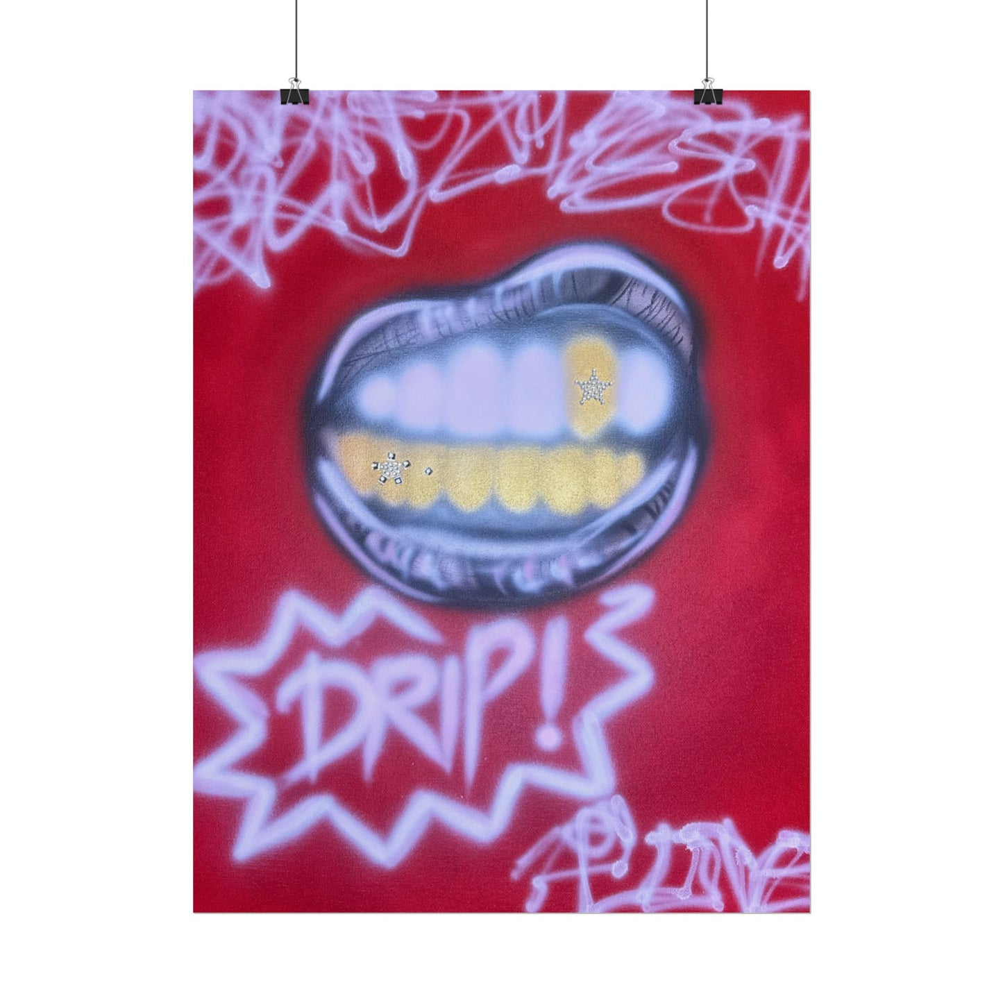 "tooth drip" airbrush rolled print