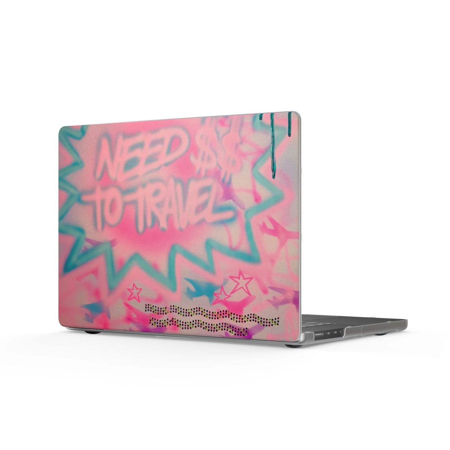 "need $$ to travel" airbrush matte macbook case
