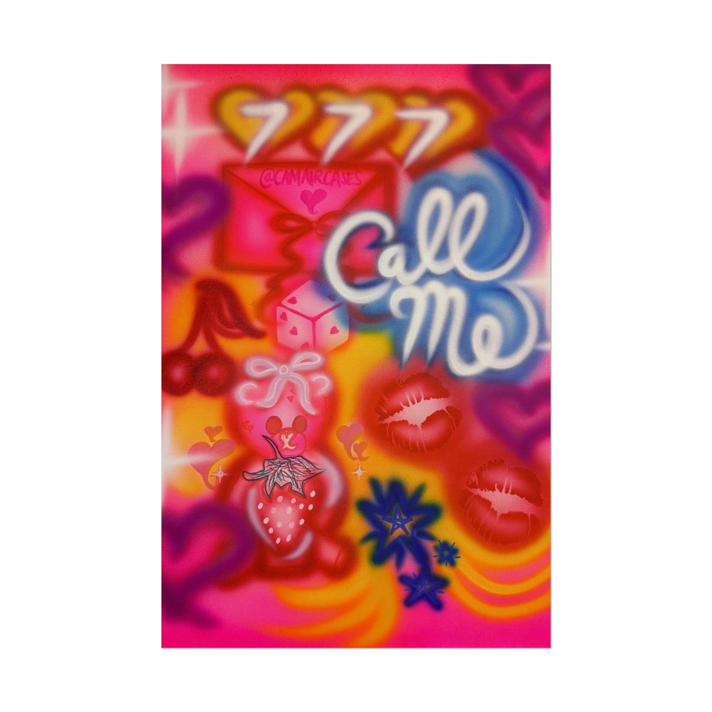 "call me!" airbrush rolled print