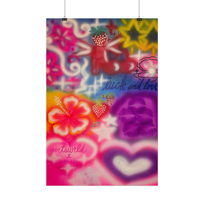 "luck & luv" airbrush rolled print