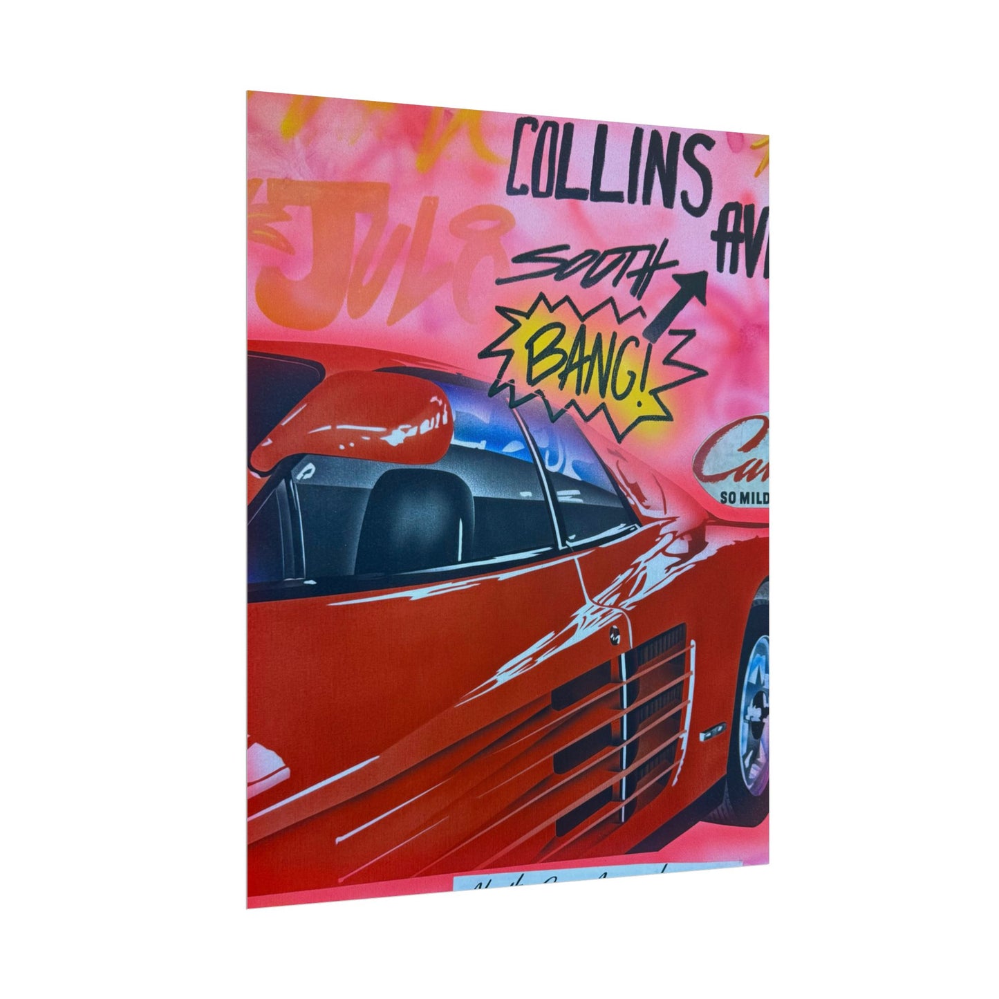 "miami momentos" airbrush rolled print