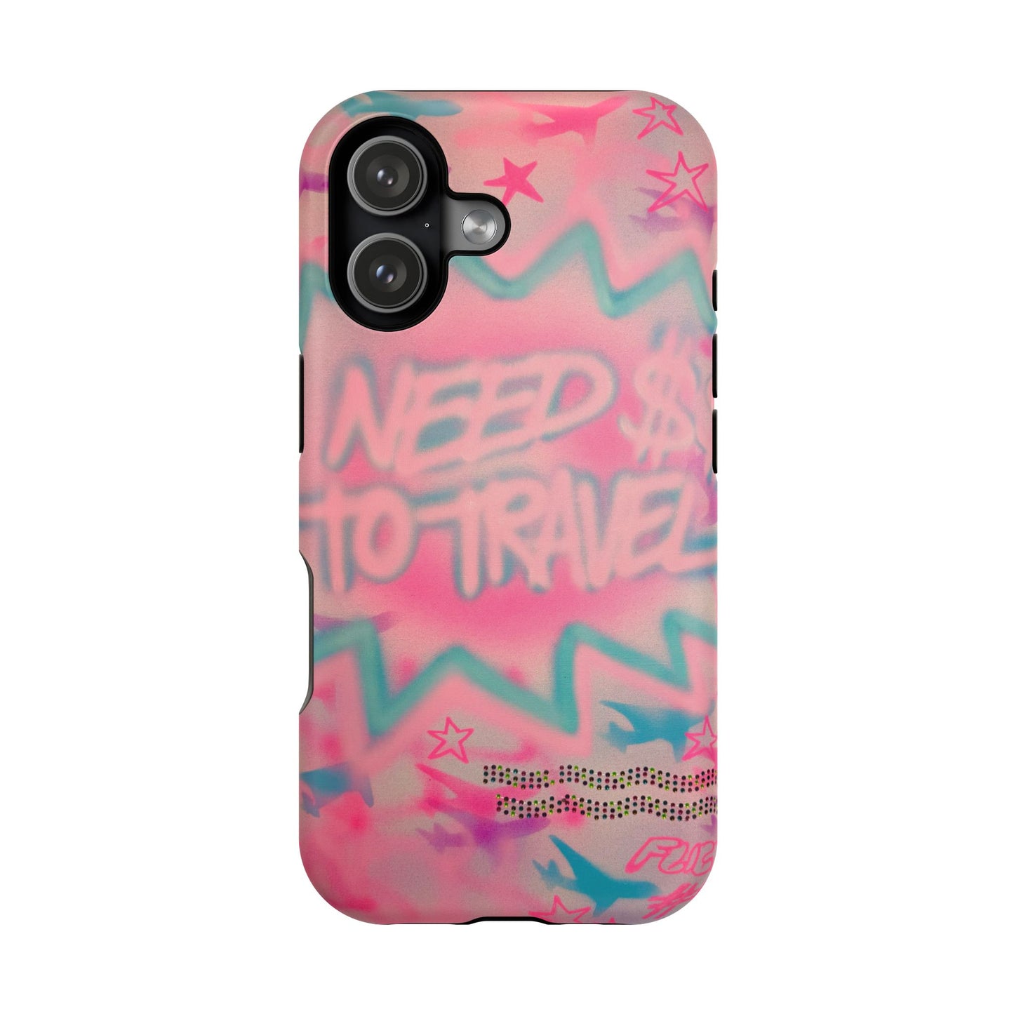 MagSafe "need $$ to travel" airbrush iPhone case