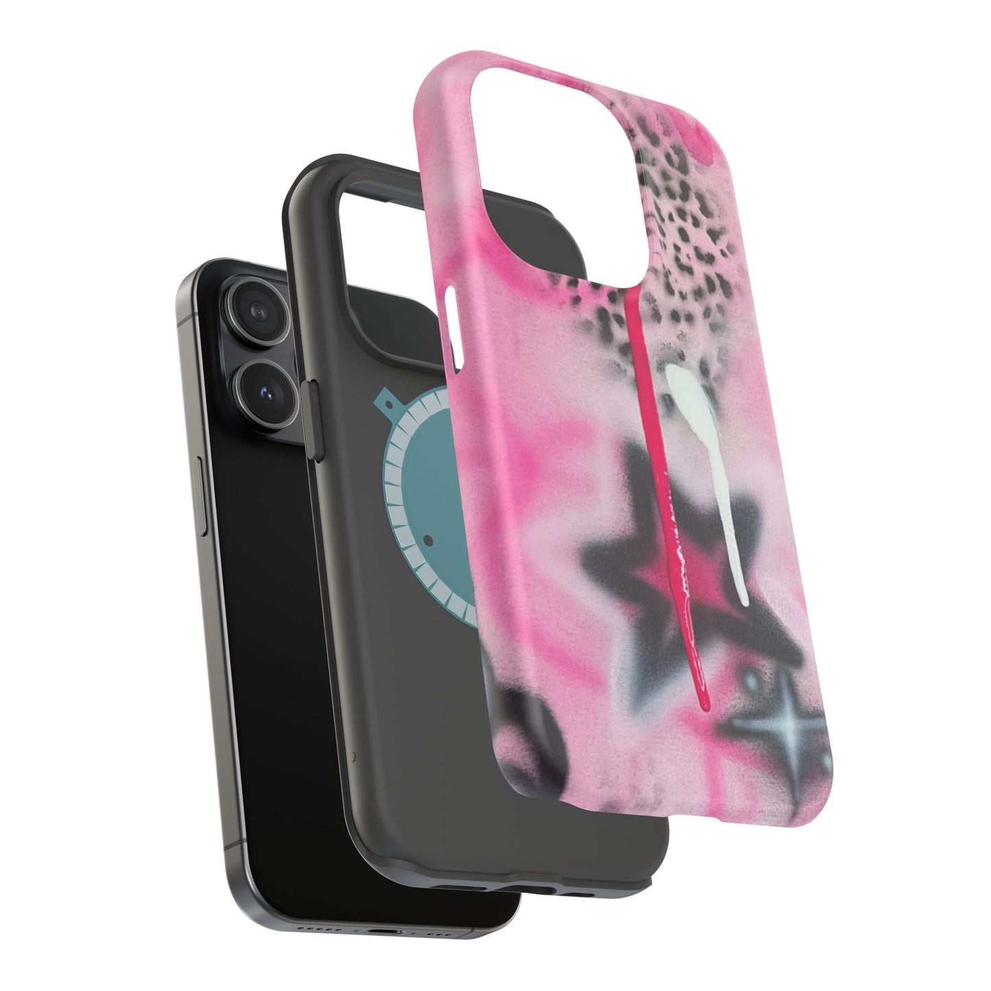 MagSafe "pink cheetah" airbrush iPhone case