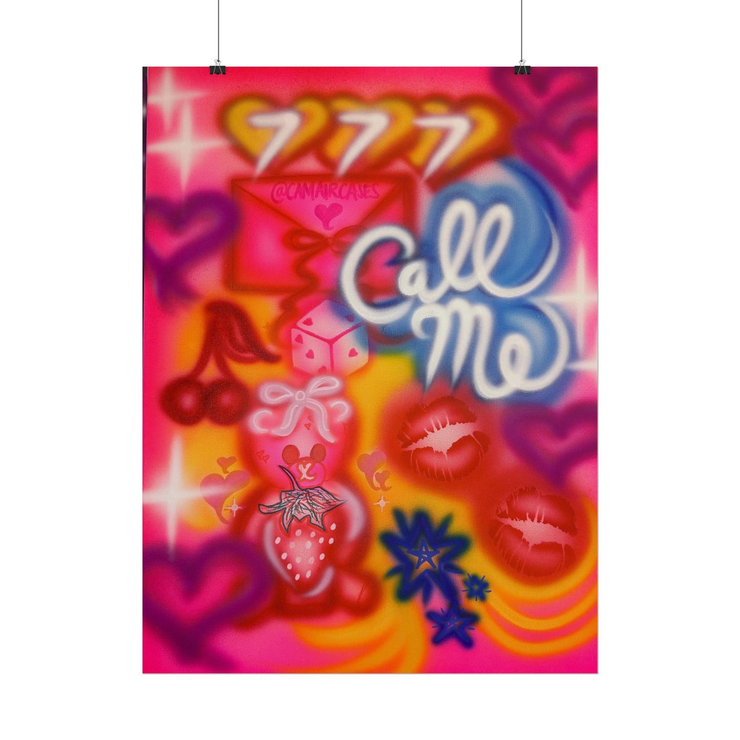 "call me!" airbrush rolled print