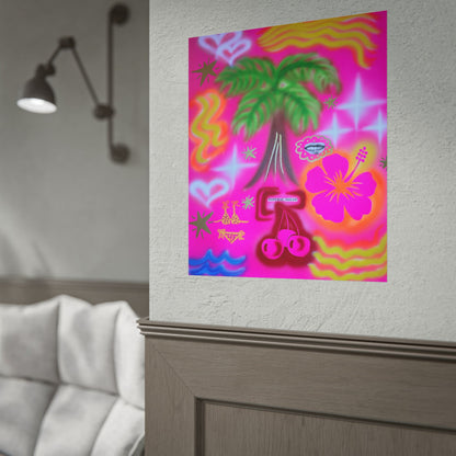 "neon pink palms" airbrush rolled print