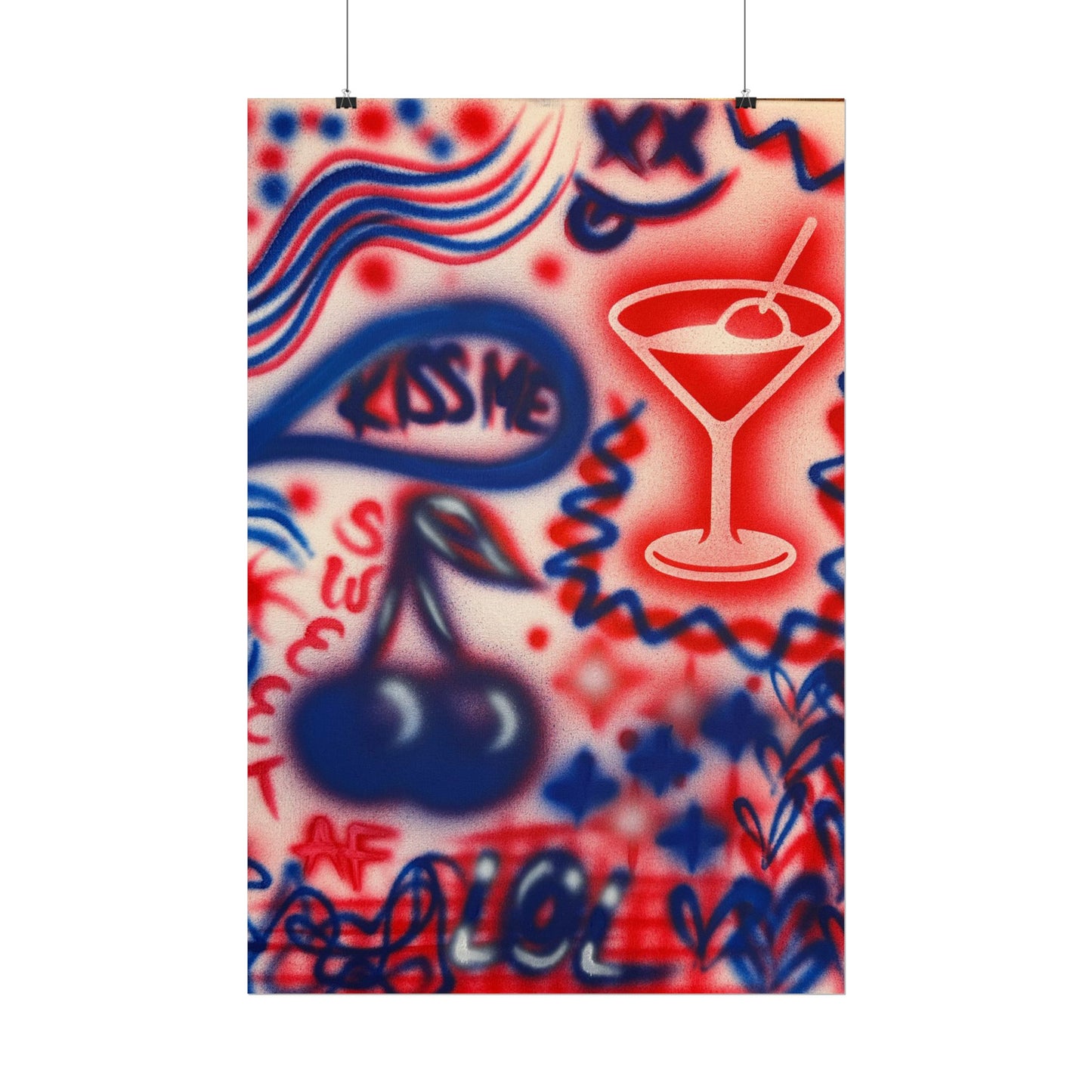 "kiss me!" airbrush rolled print