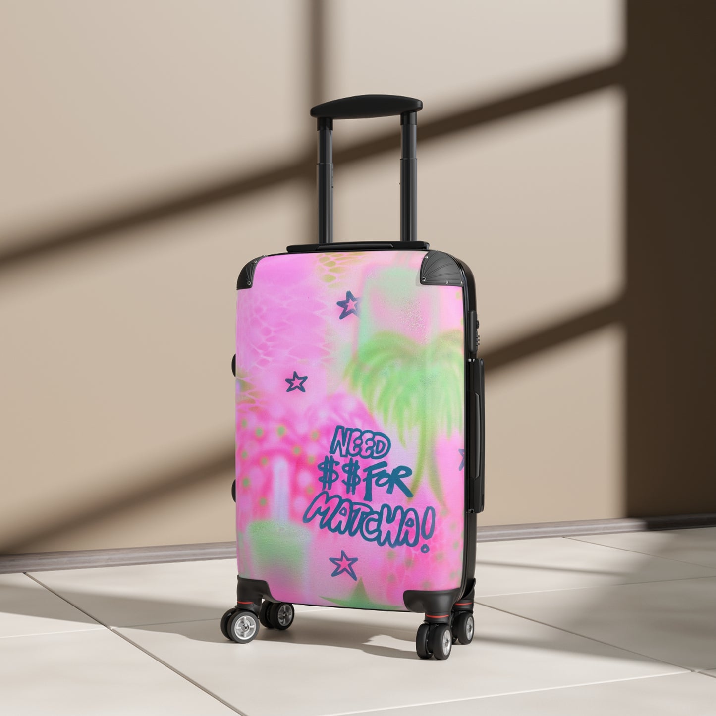 "need $$ for matcha" airbrush suitcase