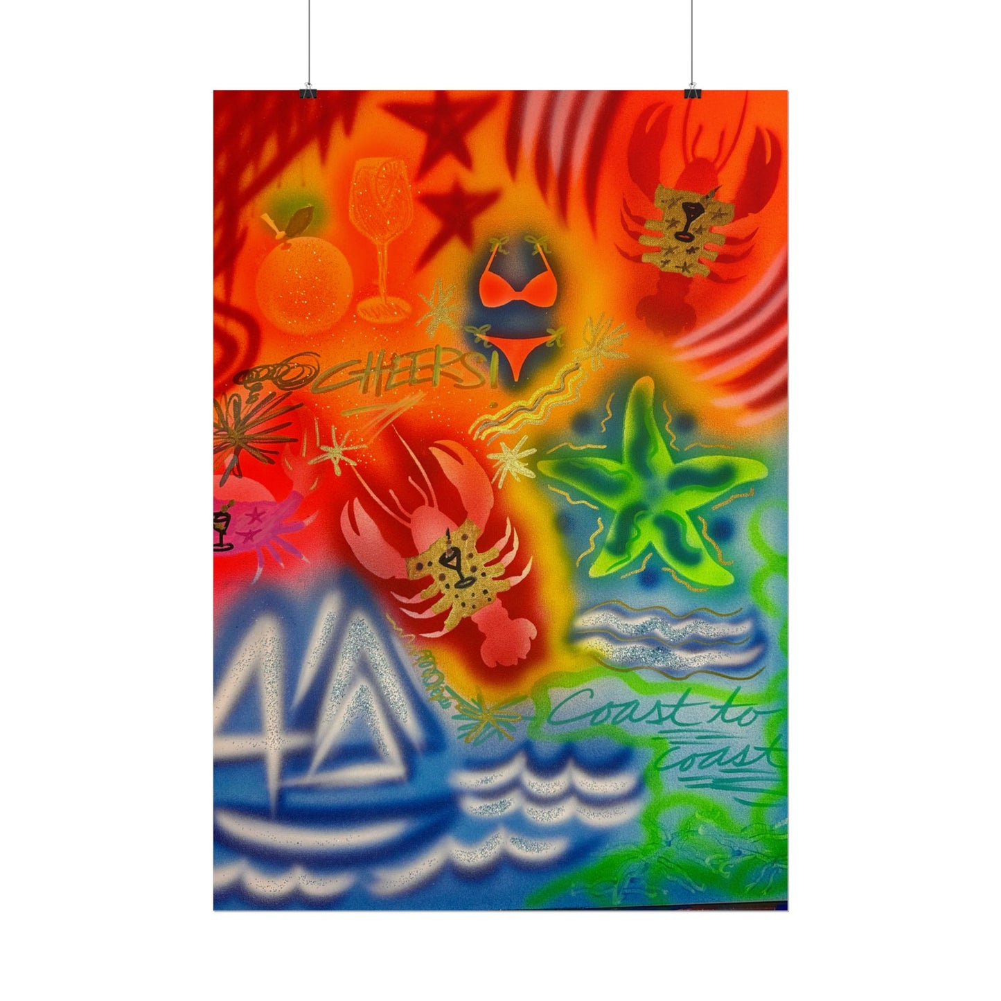 "tipsy lobster" airbrush rolled print