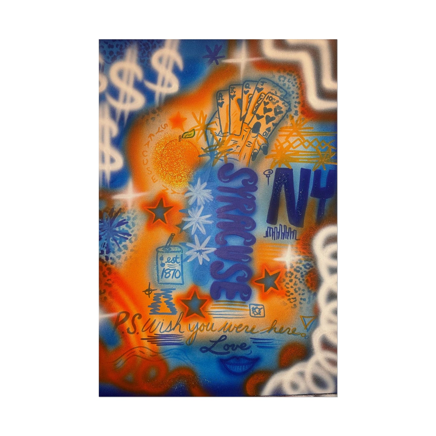 "syracuse, ny" airbrush rolled print