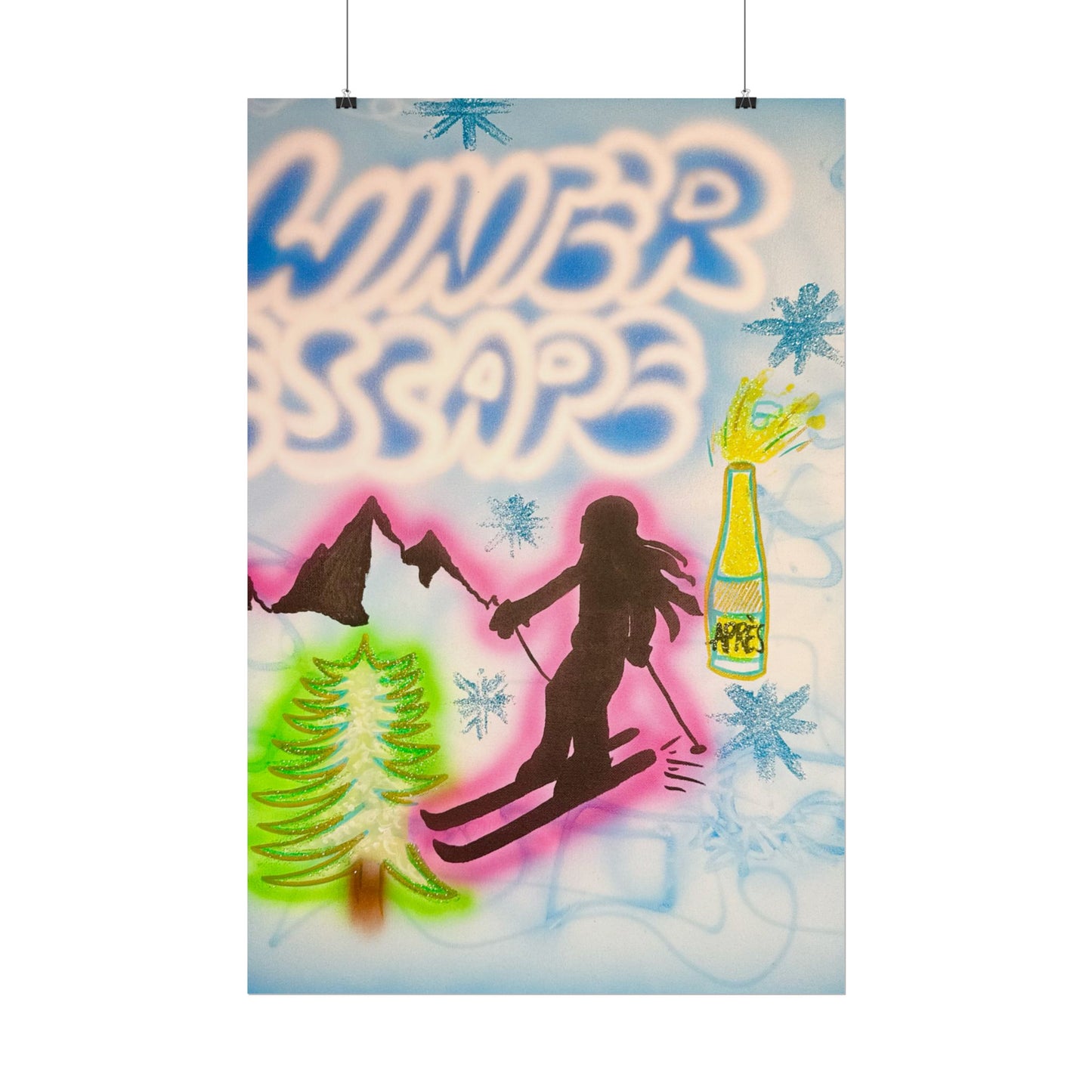 "winter escape" airbrush rolled print