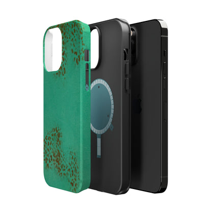 MagSafe "teal cheetah" airbrush iPhone case